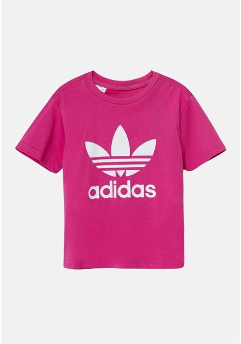 T-shirt a manica corta Adicolor Trefoil Tee fucsia da bambina ADIDAS ORIGINALS | IY2384.